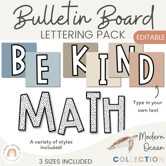 Modern Ocean Bulletin Board Lettering Pack - Miss Jacobs Little Learners