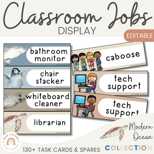 Classroom Job Chart - Modern Ocean Classroom Decor