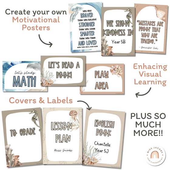 Modern Ocean Editable Classroom Posters - Miss Jacobs Little Learners