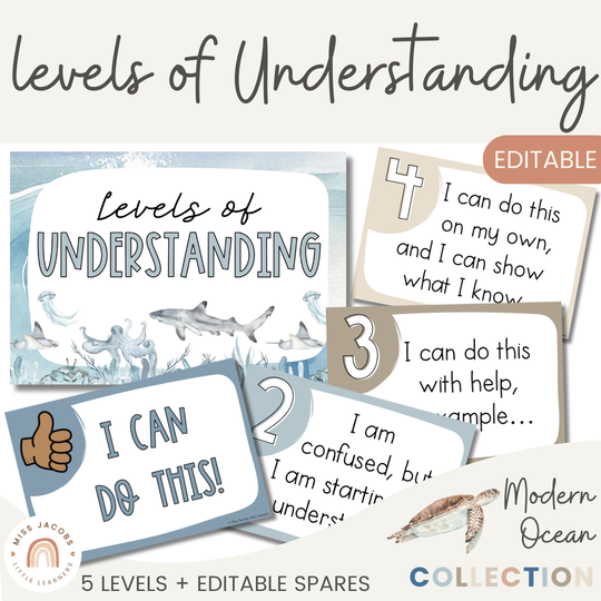 Levels of Understanding Posters - Modern Ocean Classroom Decor
