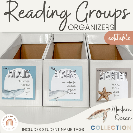 Modern Ocean Reading Group Organizers & Labels - Miss Jacobs Little Learners