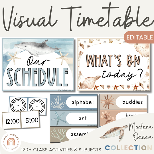 Visual Timetable Daily Schedule - Modern Ocean Classroom Decor