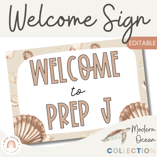 Welcome Sign - Modern Ocean Classroom Decor