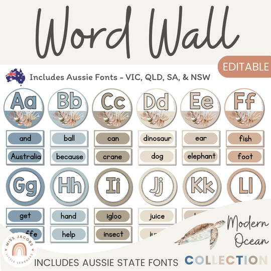 Alphabet Word Wall - Modern Ocean Classroom Decor
