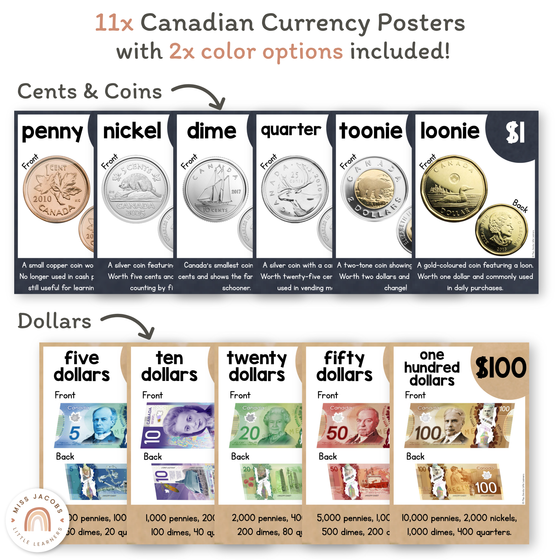 Money Posters - Boho Plants Theme Classroom Decor - Miss Jacobs Little Learners