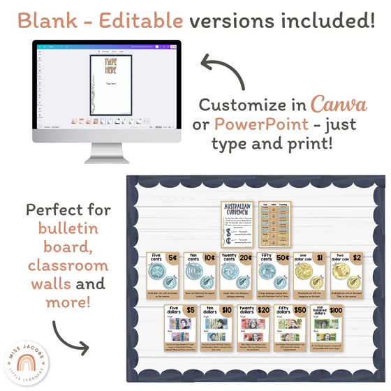 Money Posters - Boho Plants Theme Classroom Decor - Miss Jacobs Little Learners