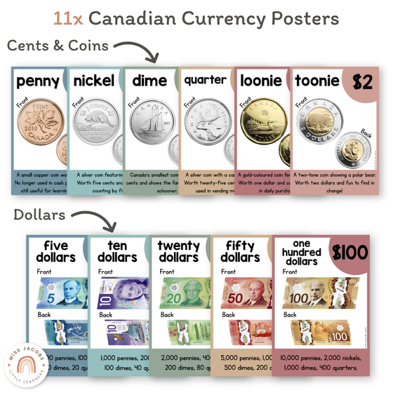 Money Posters - Cute Sea Life Theme Classroom Decor - Miss Jacobs Little Learners