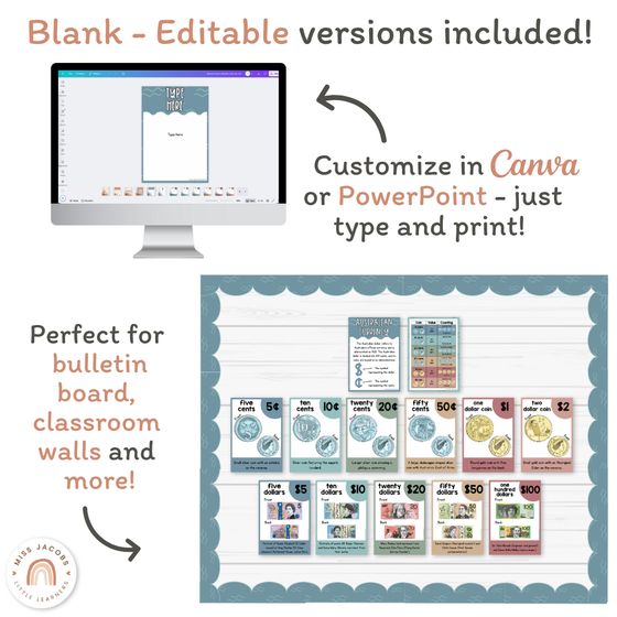 Money Posters - Cute Sea Life Theme Classroom Decor - Miss Jacobs Little Learners