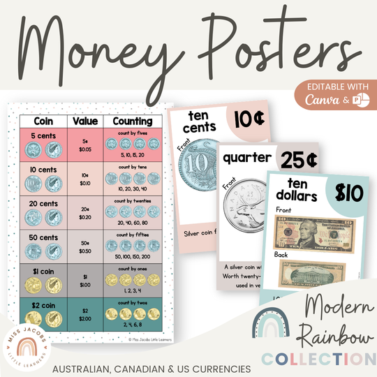 Money Posters - Rainbow Calm Colors Classroom Decor