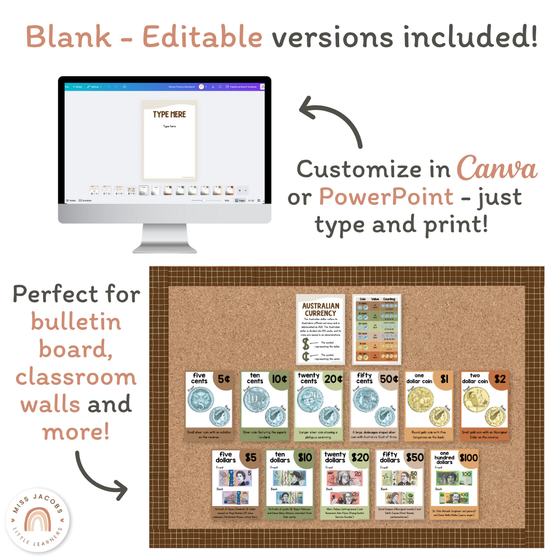 Money Posters - Woodland Theme Classroom Decor - Miss Jacobs Little Learners