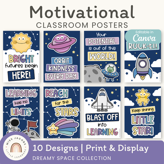 Motivational Classroom Posters - Dreamy Space Classroom Decor