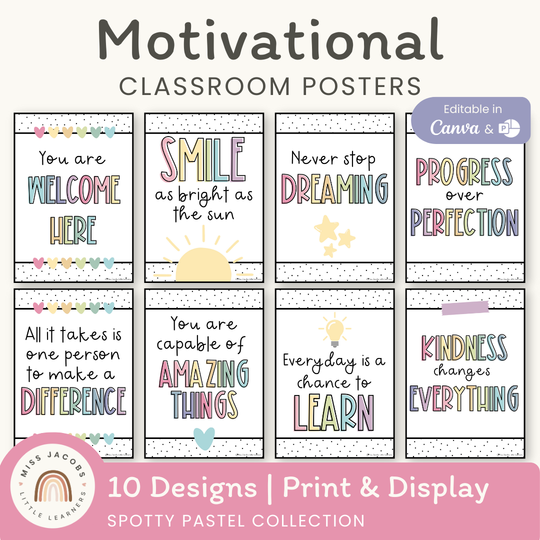 Inspirational Classroom Posters - Pastel Decor