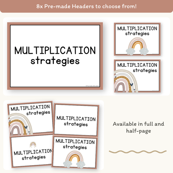 Multiplication Strategies Posters - Boho Neutrals Theme Classroom Decor - Miss Jacobs Little Learners