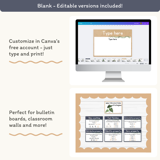 Multiplication Strategies Posters - Boho Plants Theme Classroom Decor - Miss Jacobs Little Learners