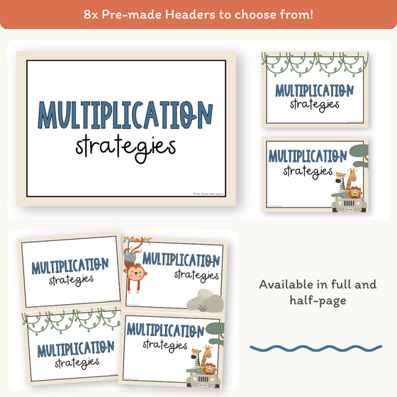 Multiplication Strategies Posters - Cute Jungle Animals Theme Classroom Decor - Miss Jacobs Little Learners