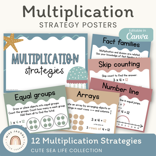 Multiplication Strategies Posters - Cute Sea Life Classroom Decor