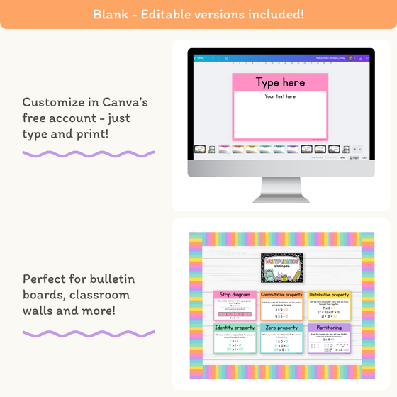 Multiplication Strategies Posters - Cutesy Classroom Theme Classroom Decor - Miss Jacobs Little Learners