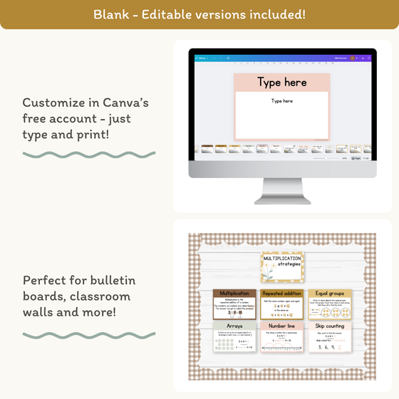 Multiplication Strategies Posters - Daisy Gingham Neutrals Theme Classroom Decor - Miss Jacobs Little Learners