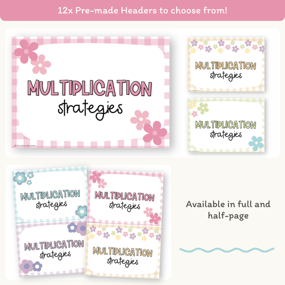 Multiplication Strategies Posters - Daisy Gingham Pastel Theme Classroom Decor - Miss Jacobs Little Learners