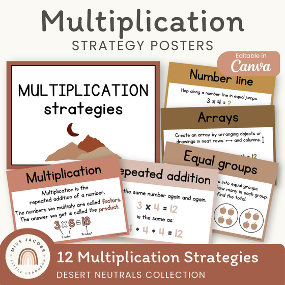 Multiplication Strategies Posters - Desert Neutrals Theme Classroom Decor - Miss Jacobs Little Learners