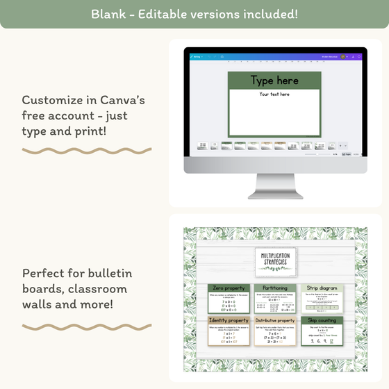 Multiplication Strategies Posters - Modern Botanical Theme Classroom Decor - Miss Jacobs Little Learners