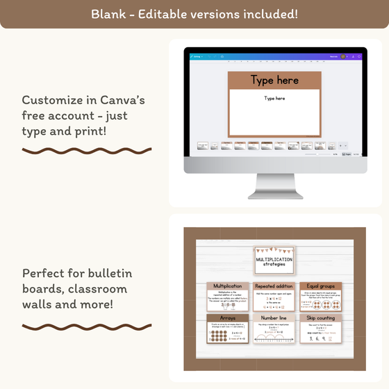 Multiplication Strategies Posters - Ombre Neutrals Theme Classroom Decor - Miss Jacobs Little Learners