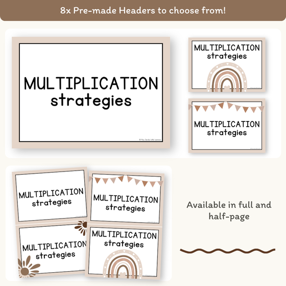 Multiplication Strategies Posters - Ombre Neutrals Theme Classroom Decor - Miss Jacobs Little Learners