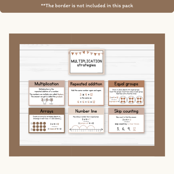 Multiplication Strategies Posters - Ombre Neutrals Theme Classroom Decor - Miss Jacobs Little Learners