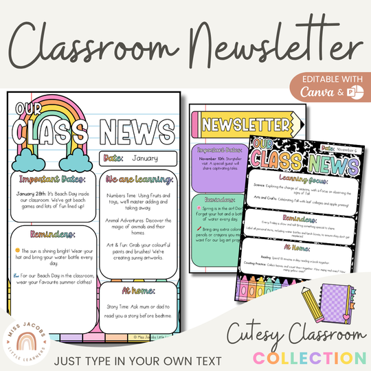 Newsletter Templates - Cutesy Classroom Decor