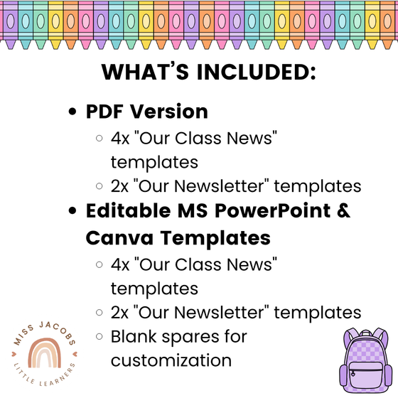 Newsletter Templates - Cutesy Classroom Decor - Miss Jacobs Little Learners