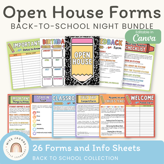 Back to School Open House Forms Bundle