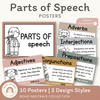 Neutral Parts of Speech Posters, English Posters, Elementary Posters, Vintage Classroom Posters, English Classroom Display, Neutral Classroom Decor