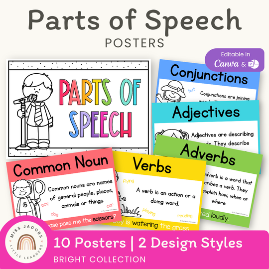 Parts of Speech Posters - Bright Theme