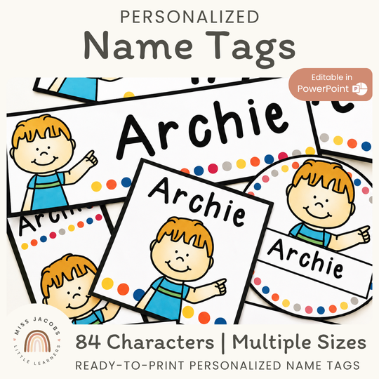 Cute Name Labels Bundle - Editable and Personalised | Student Name Tags