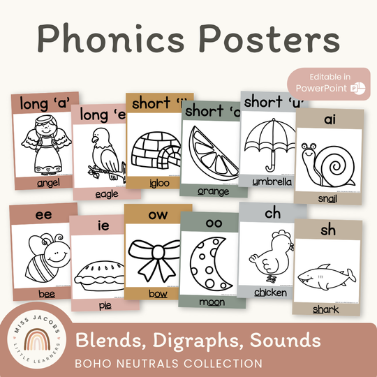 Phonics Posters - Boho Neutrals Theme
