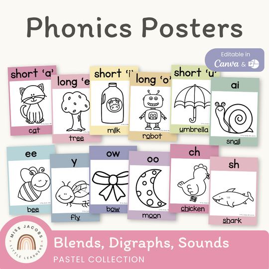 Phonics Posters - Pastel Classroom Theme