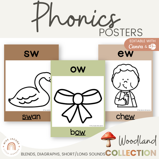Phonics Posters - Woodland Theme Classroom Decor