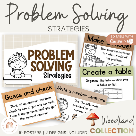 Math Problem Solving Strategies Posters - Woodland Theme - Miss Jacobs Little Learners