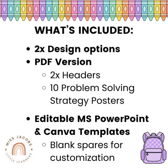Math Problem Solving Strategies Posters - Cutesy Classroom - Miss Jacobs Little Learners