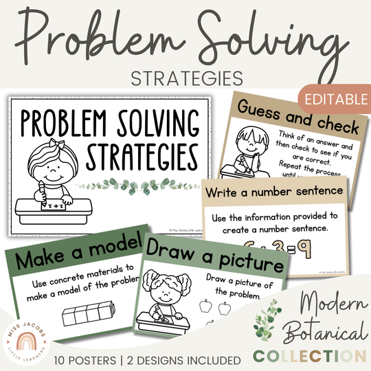 Math Problem Solving Strategies Posters - Modern Botanical