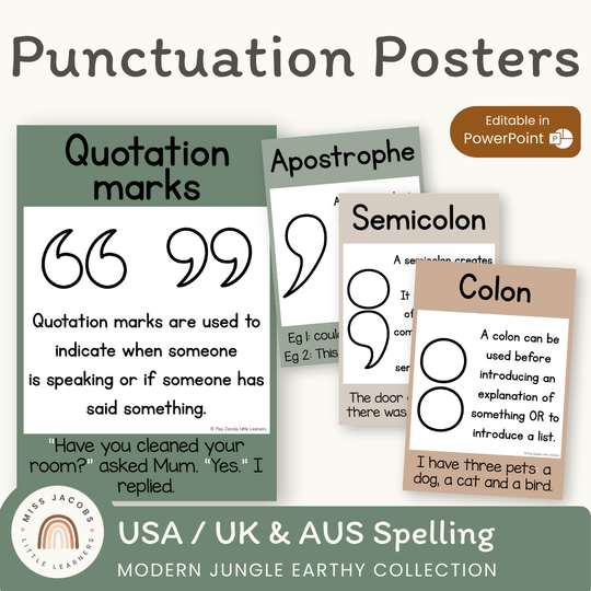 Punctuation Posters - Modern Jungle Earthy Decor