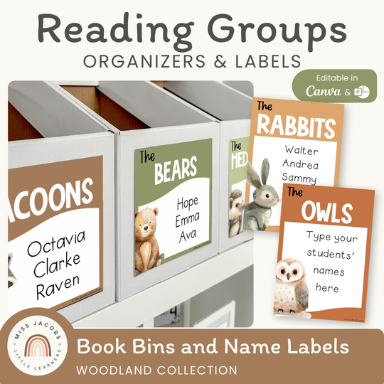 Reading Group Organizers & Labels - Woodland Classroom Decor