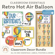  Retro Hot Air Balloon Theme Classroom Essentials Decor Pack - Miss Jacobs Little Learners