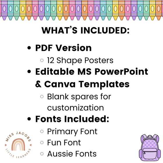 Shape Posters - Cutesy Classroom Decor - Miss Jacobs Little Learners