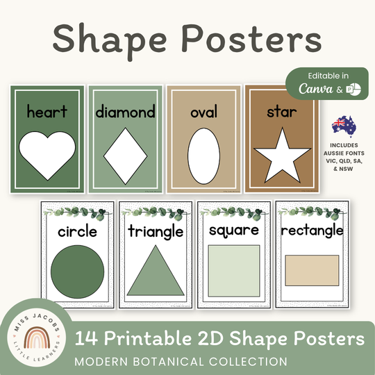 Shape Posters - Modern Botanical Classroom Decor