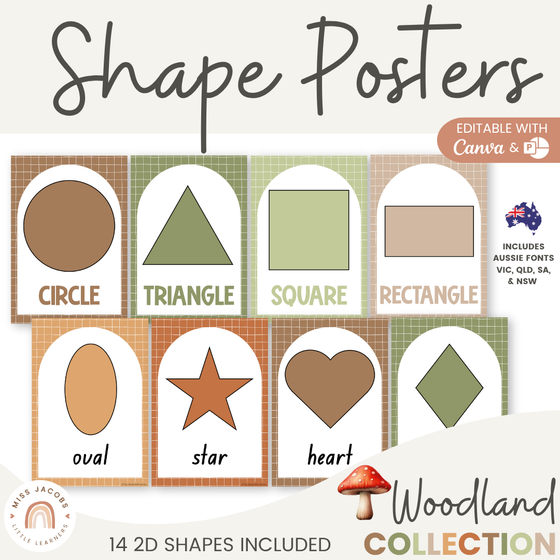 Shape Posters - Woodland Theme Classroom Decor - Miss Jacobs Little Learners