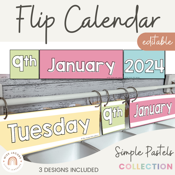 Simple Pastels Flip Calendar - Miss Jacobs Little Learners