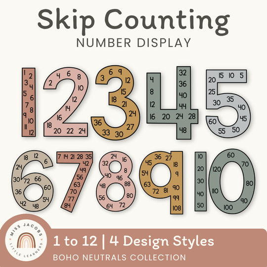 Skip Counting Large Number Display - Boho Neutrals Decor