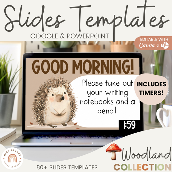 Google Morning Slides & PowerPoint Templates - Woodland Theme - Miss Jacobs Little Learners