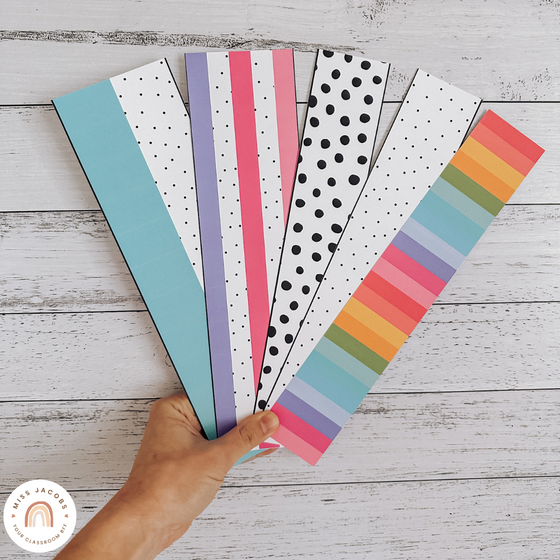 Bulletin Board Borders | Printable Scalloped & Straight Edge Borders | Spotty Brights Classroom Decor | Miss Jacobs Little Learners
